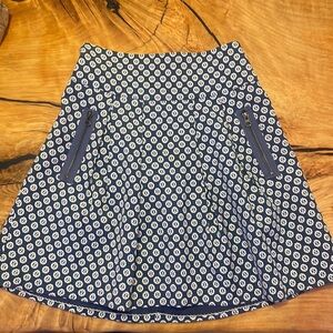 Anthropology above the knee skirt - blue and white midi skirt